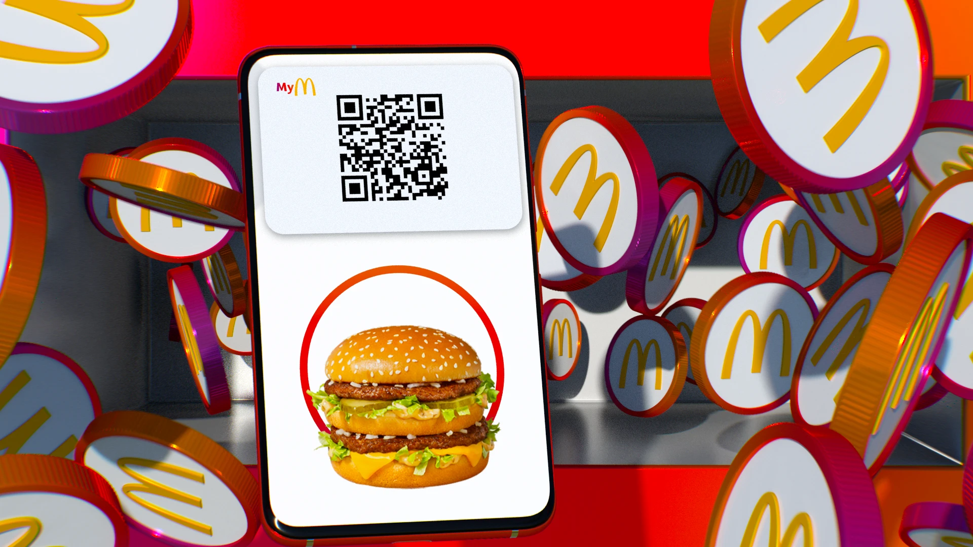 McDonald's Loyalty App on a mobile phone and points as McD Coins